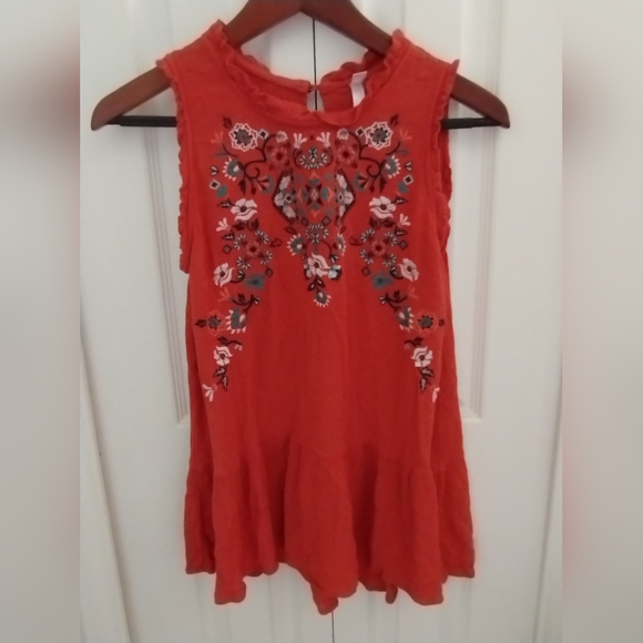 Embroidered Orange Sleeveless top - Picture 12 of 16